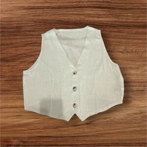 SHEIN Cream Button-Down Sleeveless Top